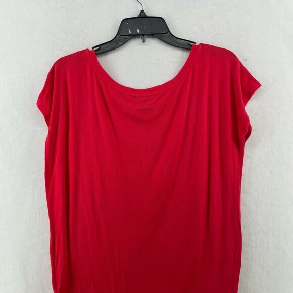 Express Top Women's Sz XS Red Round Neck Short Sleeve Stretch Long Back Pullover - Picture 8 of 11